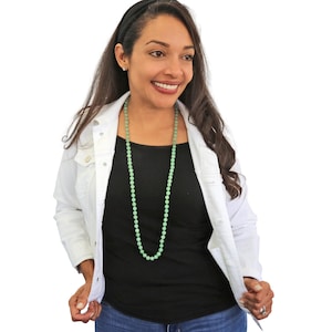 36&quot; 8MM Matte Finish Genuine Green Aventurine Endless Infinity Beaded Necklace.