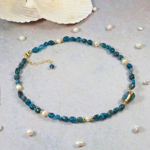 Apatite Choker Necklace .Apatite  Necklace. Apatite Pendant Collar. Beaded Apatite Choker.
