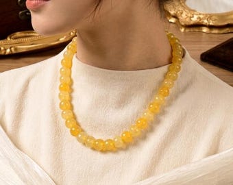 Yellow agate Rondelle Gemstone Necklace.