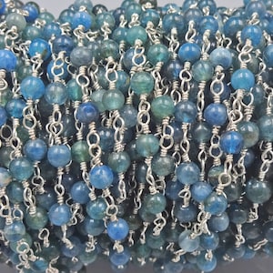 2FT 4MM Polished Kyanite Silver Color Chain. Wire Wrapping Gemstone Chain. Premier Quality Non Tarnish Sterling Plating Wire