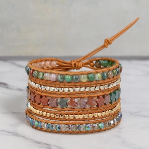 Fancy Jasper Wrap Bracelet Five Wrap Bracelet. Natural Stone Super Wrap Bracelet. Gemstone 5-wrap Bracelet. Boho Wrap Bracelet.