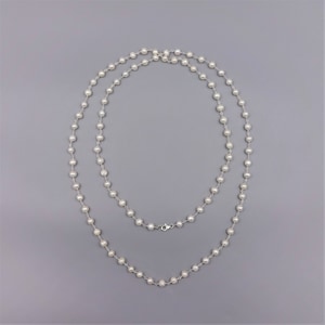 48&quot; Rosary Style 7-8mm Cultured Fresh Water Pearl Wire Wrapping Necklace.