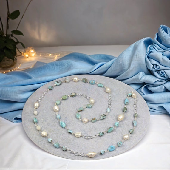 Esclusiva Collana Di Perle Di Larimar Dei Caraibi - Foto 11