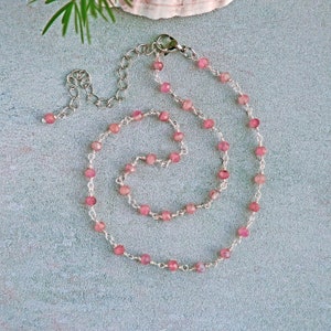 Pink Tourmaline Choker Necklace. Pink Necklace.Minimalist boho choker.Friend gift. Delicate and elegant Choker.Genuine Tourmaline Choker.