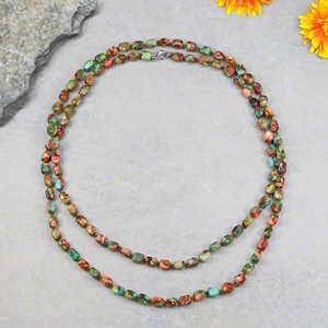 Mystic Tides – 40&quot; Sea Sediment Jasper Necklace.