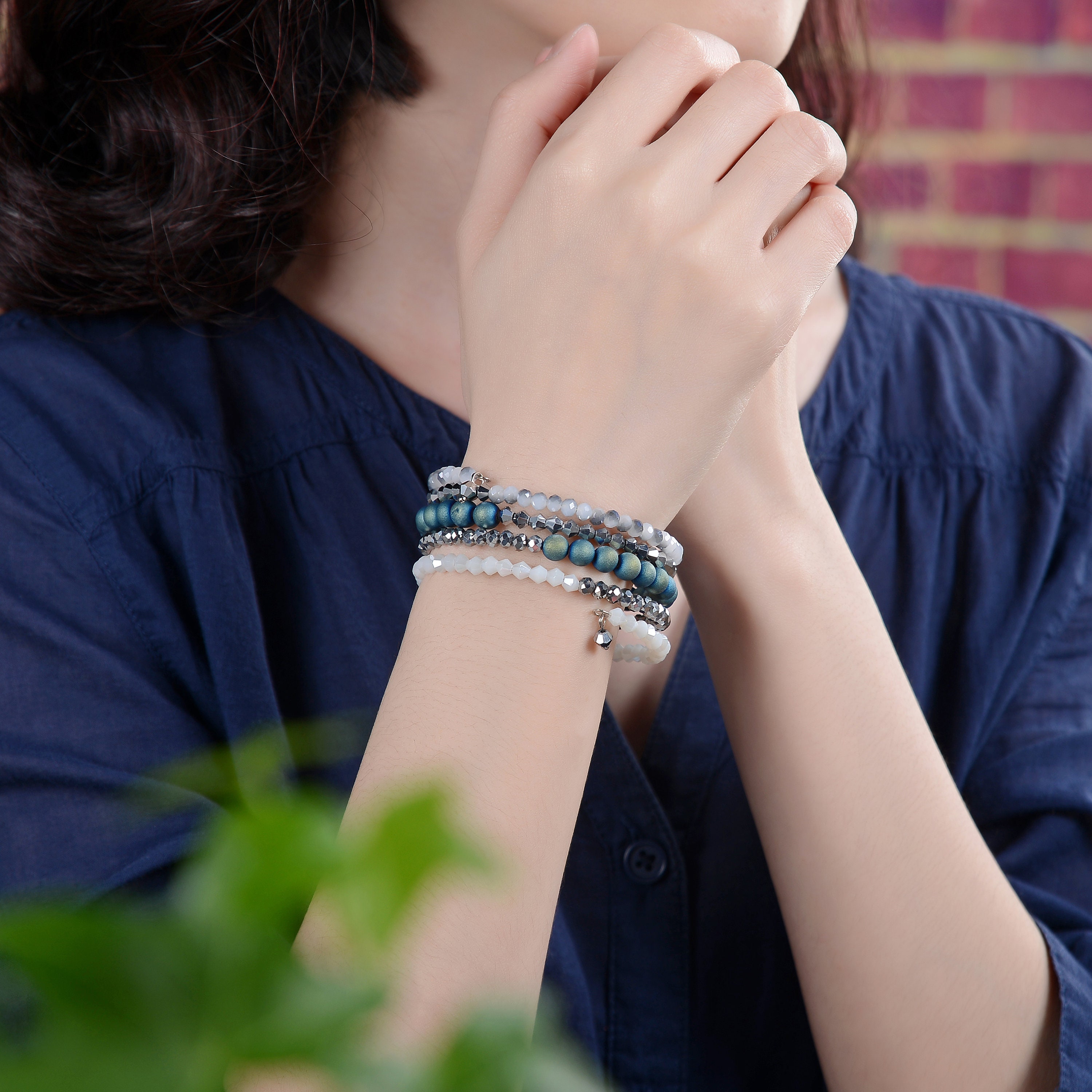 Braccialetti bohémien con perline impilabili per donna Set di