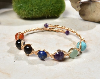 Bracciale in argento Sterling con 7 chakra, per yoga, per