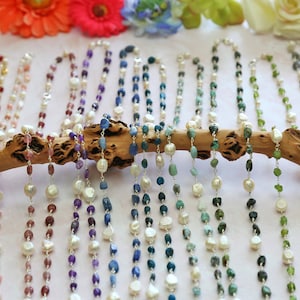 Natural gemstone and  Freshwather Pearl necklaces. African Turquoise Pearl Necklace. Citrine Pearl Necklace. Pink Opal Pearl Necklace.