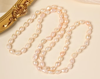 Genuine Semi Baroque Freshwater Pearl Necklace. Elegant Baroque Pearl Necklace.