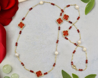 Beautiful Carnelian  Necklace.  Orange Gemstone Long Necklace. Multi Strand Beaded Wire Necklace.