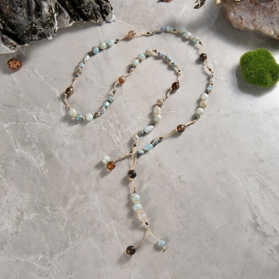 Larimar beaded necklace deals