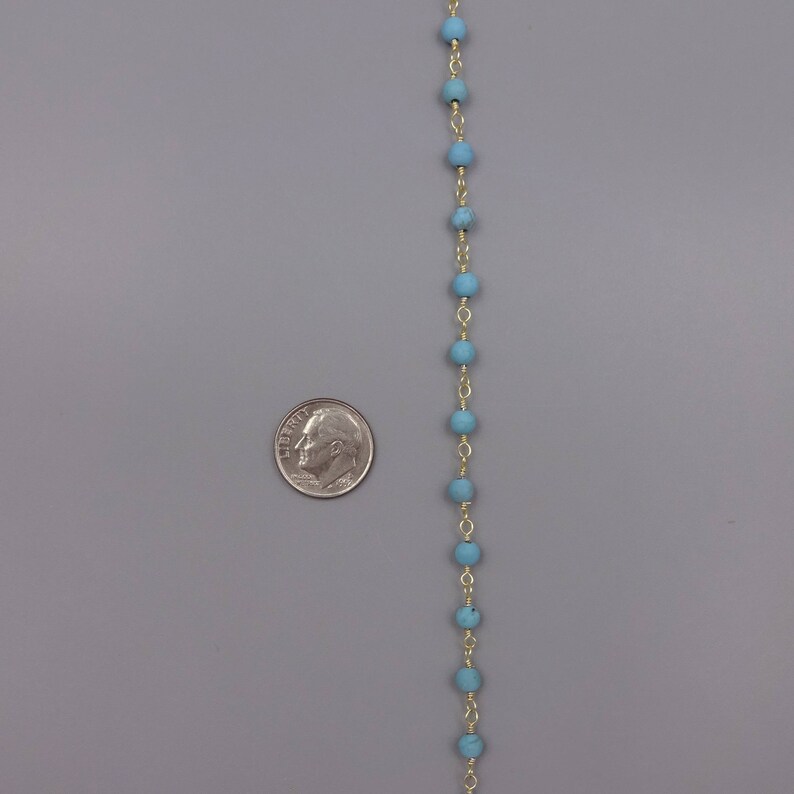 16Ft 4mm Roundel Dyed Turquoise Jade Rosary Beads Link Chain Wire Wrapped BJT211 16Ft 4mm Roundel Dyed Turquoise Jade Rosary Beads Link Chain Wire Wrapped BJT211