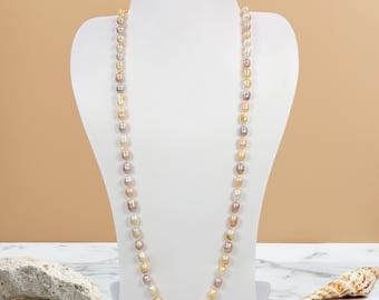 Iridescent Multicolor Pearl Necklace. Elegant Baroque Pearl Necklace.