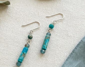 MGRElegant Turquoise and Pearl Earrings with Imperial Jasper.