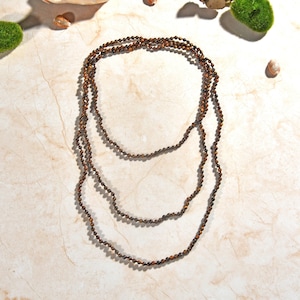 70&quot; 4mm genuine tiger&#39;s eye long beaded infinity endless pre-knotted beaded necklace, or bracelet.