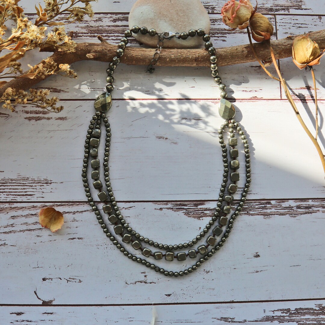 •STRAY• faceted pyrite organic tear + gold necklace (various lengths)
