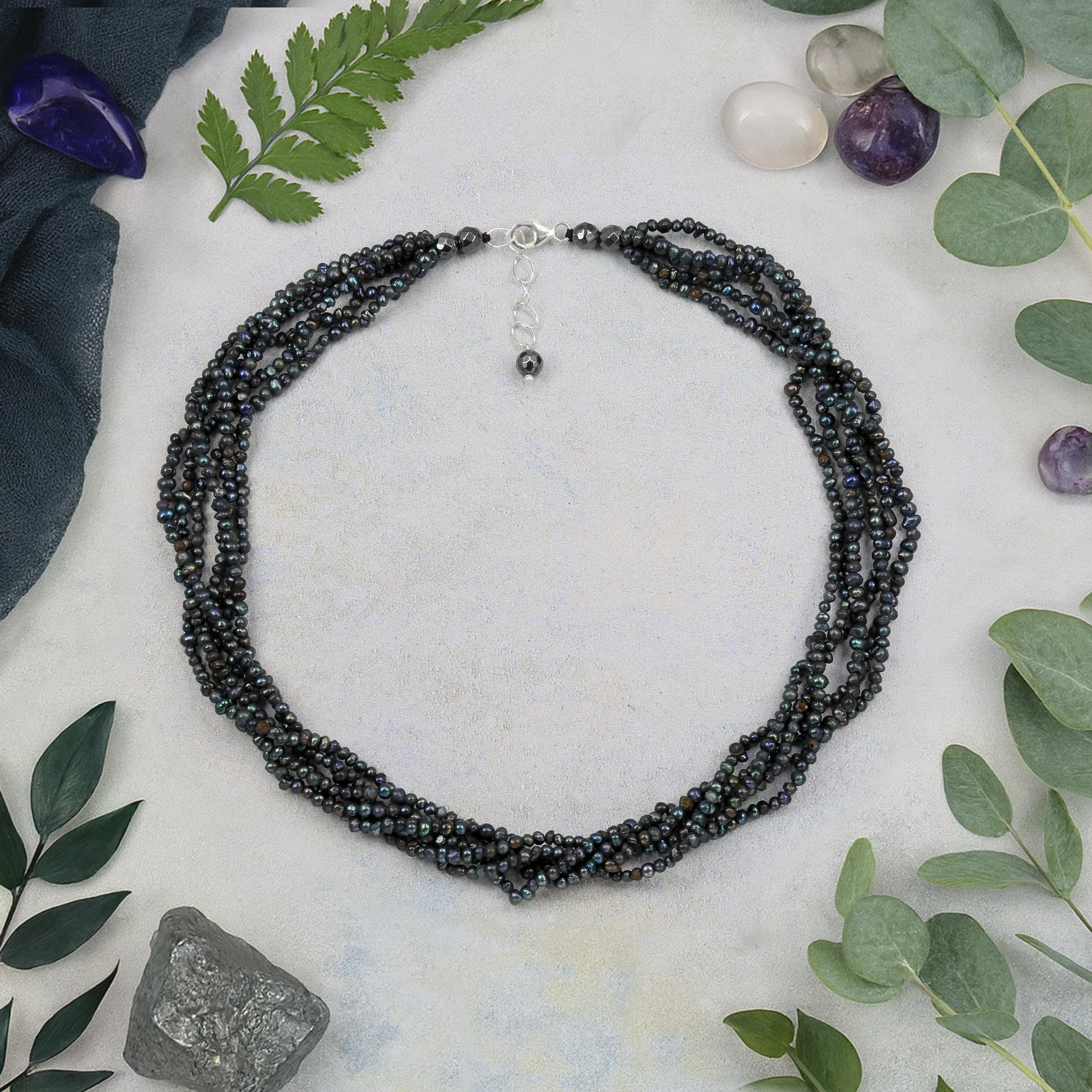 Midnight Cascade – Multi-strand Peacock Pearl Torsade Necklace. - Etsy