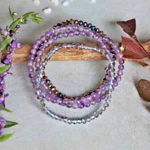4MM Genuine Gemstones and Crystals Stackable Set of 4 Pieces Bracelets. Beaded Stone Stretch Bracelets. Click for More Selections of Combos.