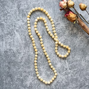 36&quot; 8MM Polished Yellow Jade Infinity Necklace Stone Long or Multi Strand Mala Style Chakra Necklace for Men or Women.
