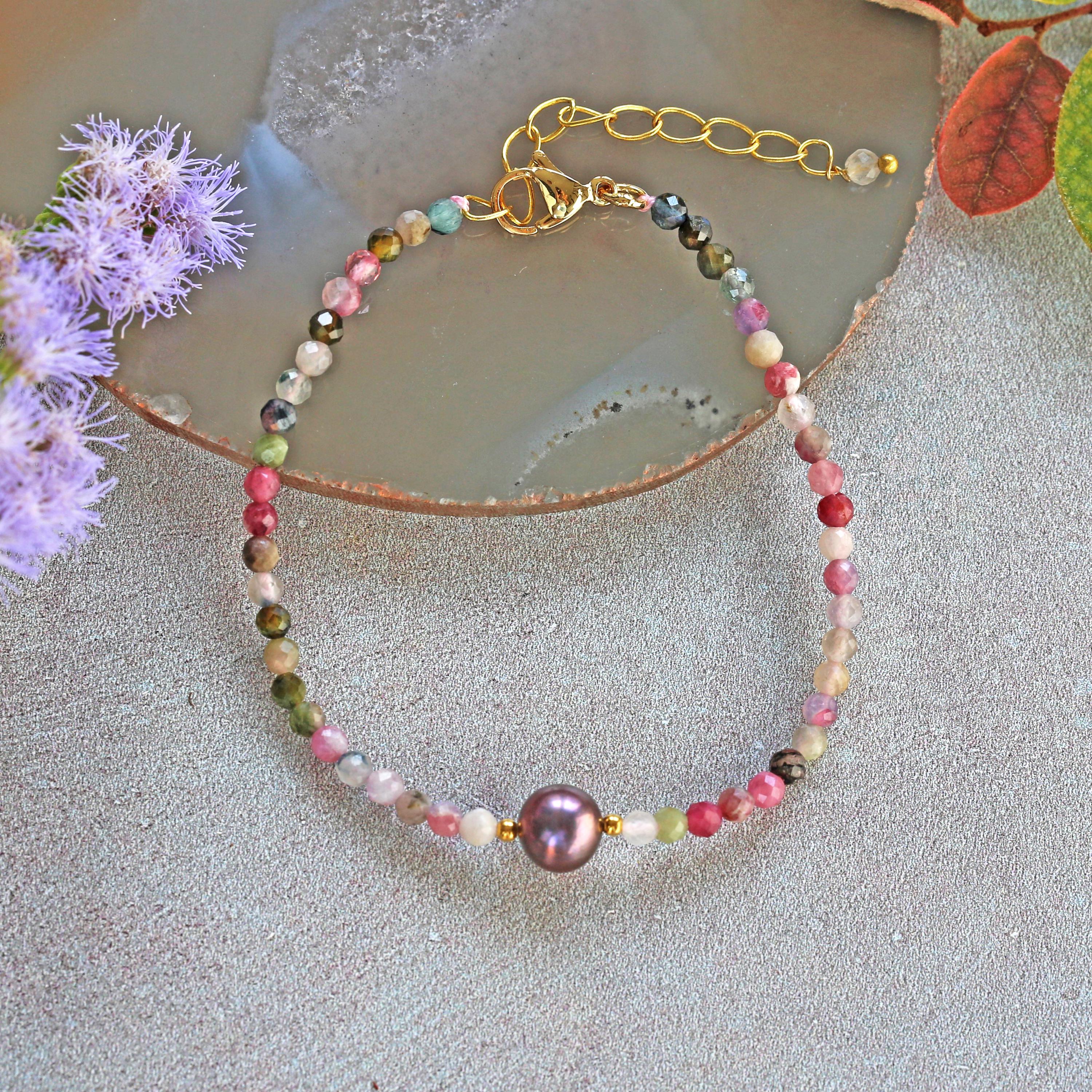 Townshine Braccialetti da donna in stile bohémien con perle grandi, fatti a mano, Senza pietre preziose