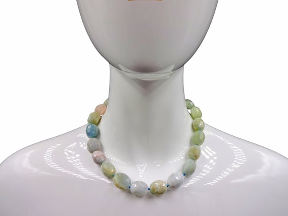 Semi Precious Large Nugget Knotted Necklace