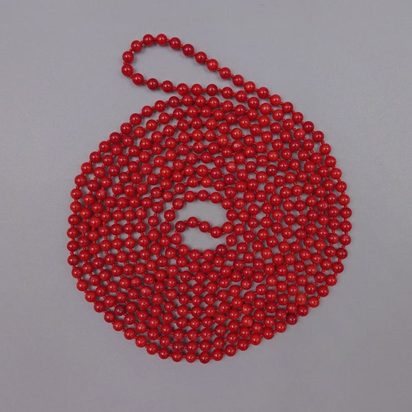 70" Genuine Red Sea Bamboo Coral Long Beaded Endless Infinity Hand-knotted Necklace.
