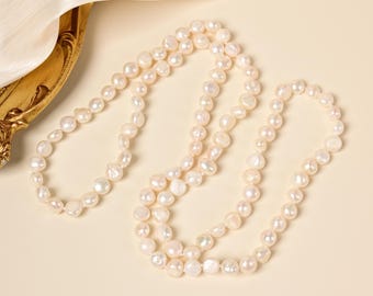 Baroque Freshwater Pearl Necklace  Handcrafted Long Pearl Necklace with. Elegant Baroque Pearl Necklace.