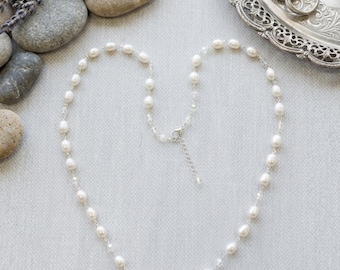 Classic Freshwater Pearl & Crystal Necklace