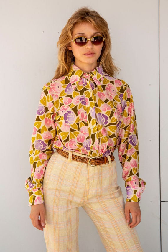 FLORAL COLLARED button-up