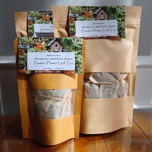 Passion Flower Leaf Tea organic, homegrown, air dried small batch. Grown on our Kansas homestead Packages are  7, 14, & 21 count tea bags.