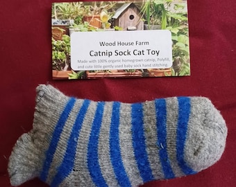 Cat Toy Catnip Sock made with 100% Organic Homegrown Catnip