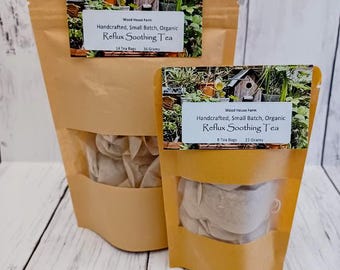 Reflux Soothing Tea, Helps soothe reflux, indigestion, and Gerd, Organic Tea Bags, Handcrafted in Kansas, small batch, apothecary tea bags.