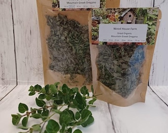 Mountain Greek Oregano Organic Dried, Medicinal Herb, Organic Loose Leaf Tea, Culinary Herb, Apothecary Herb. Packages are .16oz  & .25oz