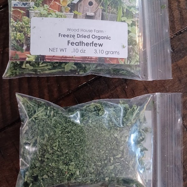 Feather Few, Featherfew freeze dried organic, freeze dried herb, freeze dried food, dried herbs, organic teas, homegrown herbs, organic herb