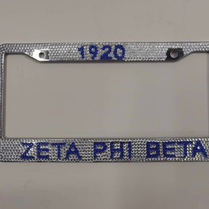 ZPhiB Blue & White Bling License Plate Frame-Blue (Handmade). Please read description before buying.  Close out!