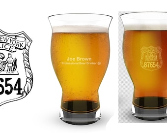 NYPD   Personalized Beer Glass with Shield Number and Name