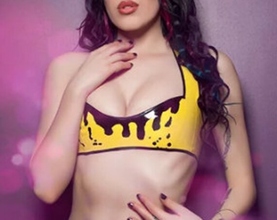 Dripping Latex Halterneck Bra