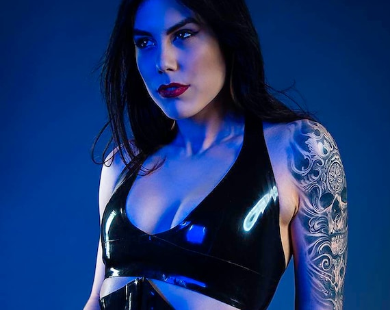 Halter Neck Latex Bra Top/Bralette