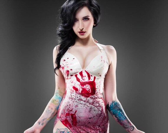 Deadly Valentine Floor Length Pushup Dress - Latex Rubber - READY TO SHIP