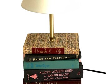 Custom Lamp Handcrafted from Books. A unique book lamp for office, living room or night stand, or bedroom. You provide or choose the books.