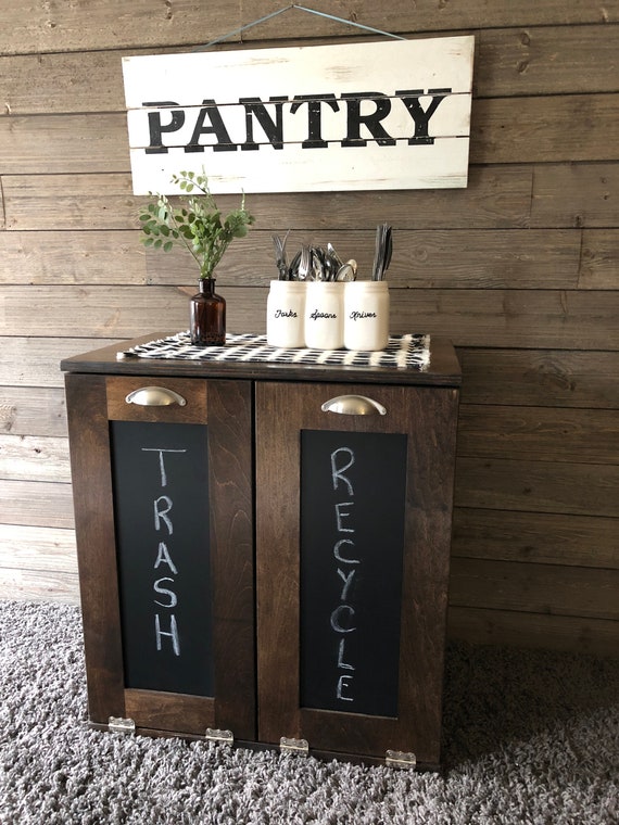 Free Ship Tilt Out Trash Bin Double Dark Walnut Stain Etsy