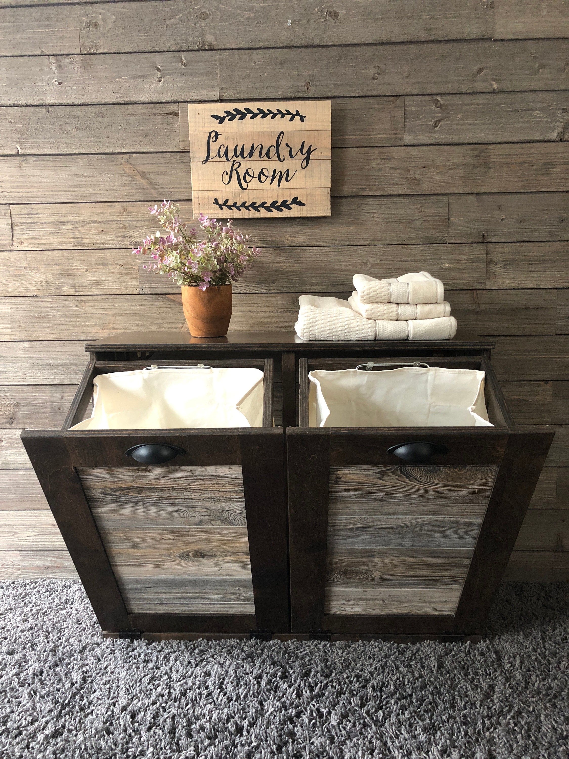 Free Ship Tilt Out Laundry Hamper Tilt Hamper Wood Laundry Etsy