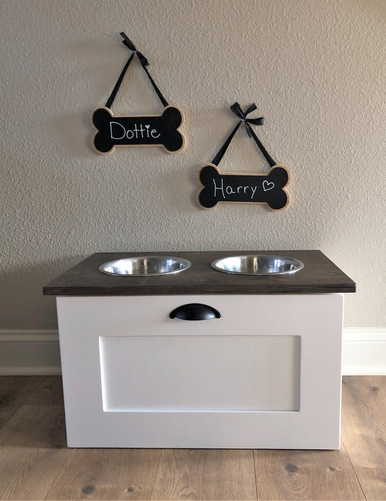 large dog feeder with storage