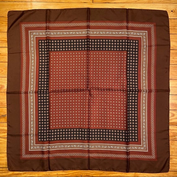 Liberty London Brown Red Diamond Silk Scarf 34"