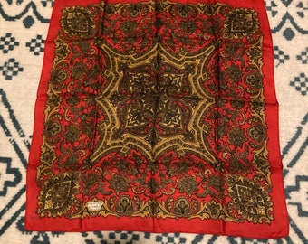 Liberty London Red Gold Silk Square Scarf