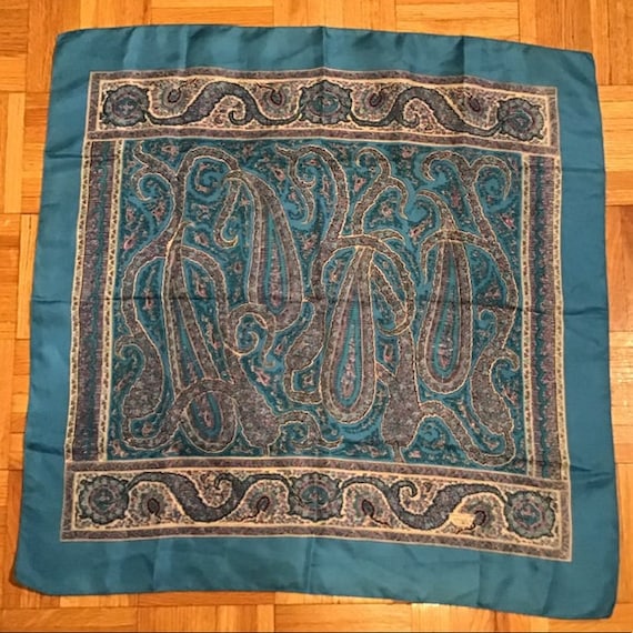 Liberty of London Blue White Paisley Silk Scarf