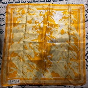 Lanvin Paris Orange Yellow Silk Square Scarf image 1