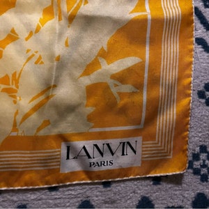 Lanvin Paris Orange Yellow Silk Square Scarf image 2