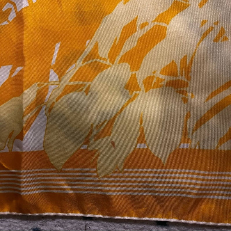 Lanvin Paris Orange Yellow Silk Square Scarf image 3