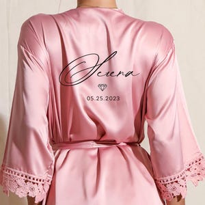 Bridesmaid Robes Bride Gift Bride Robe Bridesmaid Gift Satin Lace Robe Bride Dressing Gown Bridal Party Robes Wedding robe Personalised Robe